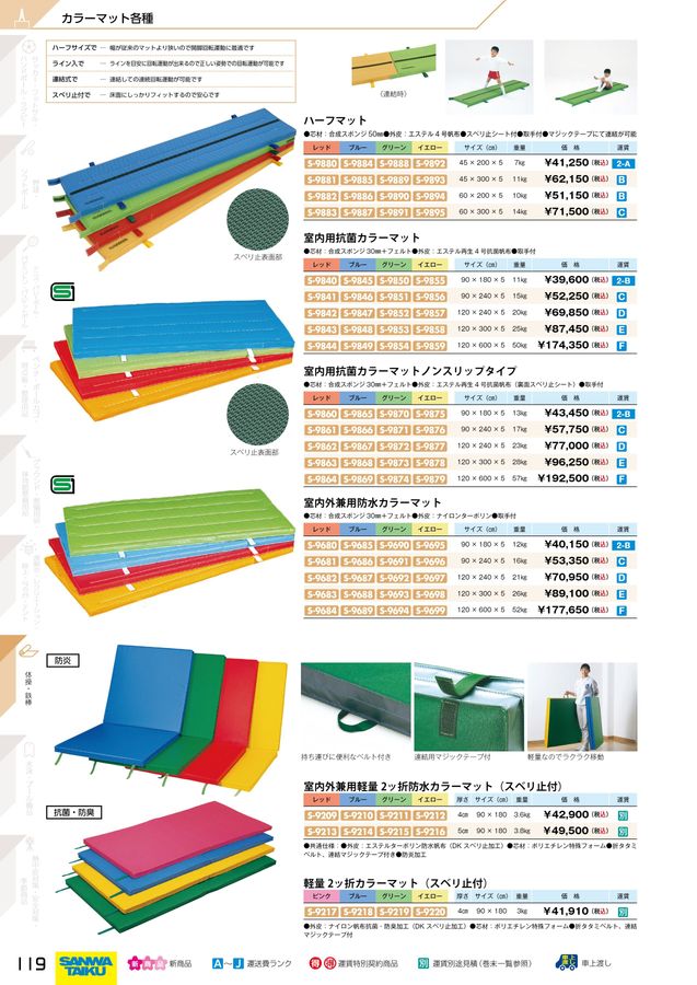 三和体育 スポーツ用具 学校用具 抗菌合成スポンジマット ノンスリップタイプ 6号 120×600×5 S-9664 特殊送料(ランク：F) (SWT) (Q41CD) 三和体育 合成スポンジマット 6号 120×600×5 学校 体育用品